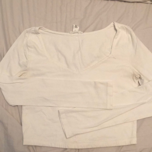 White Long Sleeve Crop Top - Picture 1 of 3